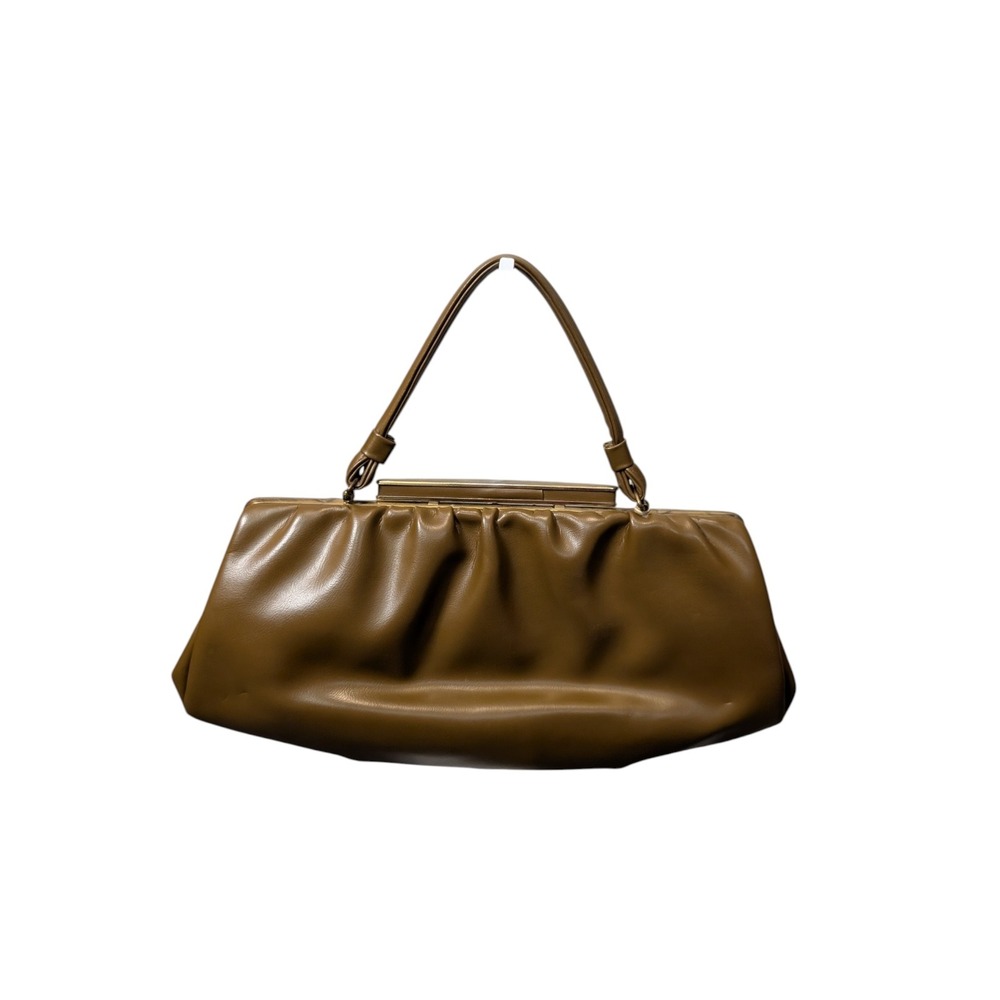 Vintage Garay Olive Brown Pleated Frame Handbag Gold Tone Hardware Dayton's Tag